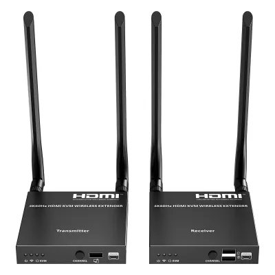 Extensor Inalámbrico HDMI| Con KVM | 4K@60Hz 4096x2160 | Tecnología ipcolor | Banda 5G 5.18-5.24 GHz | Distancia 50 m | Conexión de Hasta 1 a 4