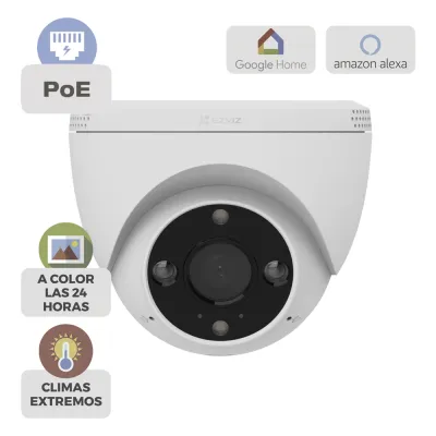 Cámara IP Domo PoE / Resolución 2K 3 Megapixel / Visión Nocturna a Color 30 m / Lente 2.8 mm 106° / Detección IA Humano/Vehículo / Audio Bidireccional / Defensa Activa con Luz y Sirena / IP67