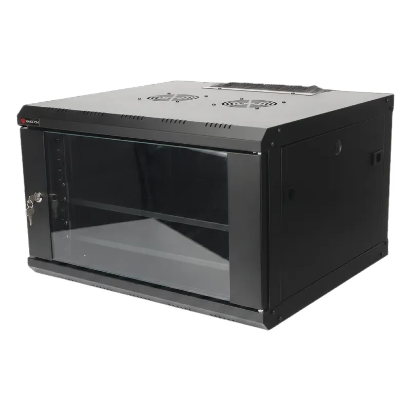 Gabinete de Pared PRECISION 19 in 6UR (455mm) - Cristal Templado. Incluye: 2 Ventiladores y Panel Cepillo