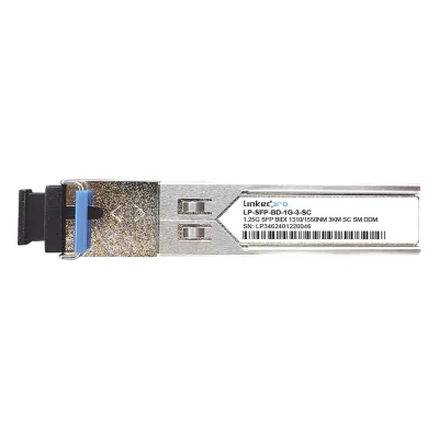 Transceptores Ópticos Bidireccionales SFP (Mini-Gbic) / Monomodo 1310 & 1550 nm / 1.25 Gbps / 1000BASE-BX / Conector SC/UPC Simplex / DDM / Hasta 3 km / 2 Piezas