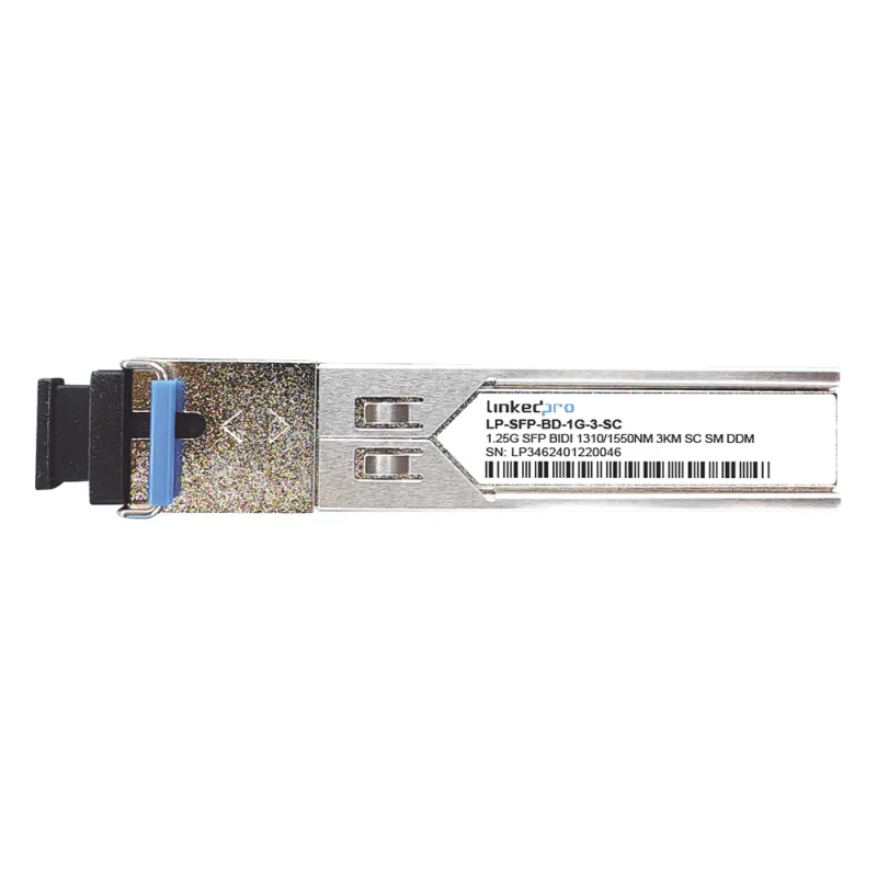 Transceptores Ópticos Bidireccionales SFP (Mini-Gbic) / Monomodo 1310 & 1550 nm / 1.25 Gbps / 1000BASE-BX / Conector SC/UPC Simplex / DDM / Hasta 3 km / 2 Piezas