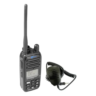 Radio Portátil Marino VHF TXM52 / Sumergible IP67 / Micrófono de Mano Incluido / Luz Activada por Agua / NRC Reducción de Ruido / Dual-Watch / 5W / Canales INT-USA-CAN