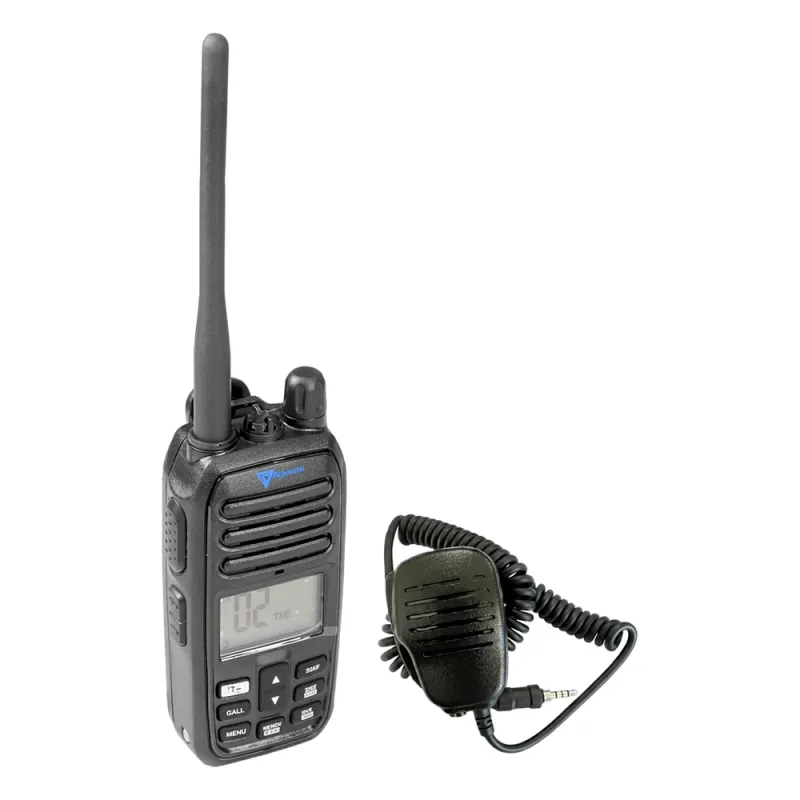 Radio Portátil Marino VHF TXM52 / Sumergible IP67 / Micrófono de Mano Incluido / Luz Activada por Agua / NRC Reducción de Ruido / Dual-Watch / 5W / Canales INT-USA-CAN