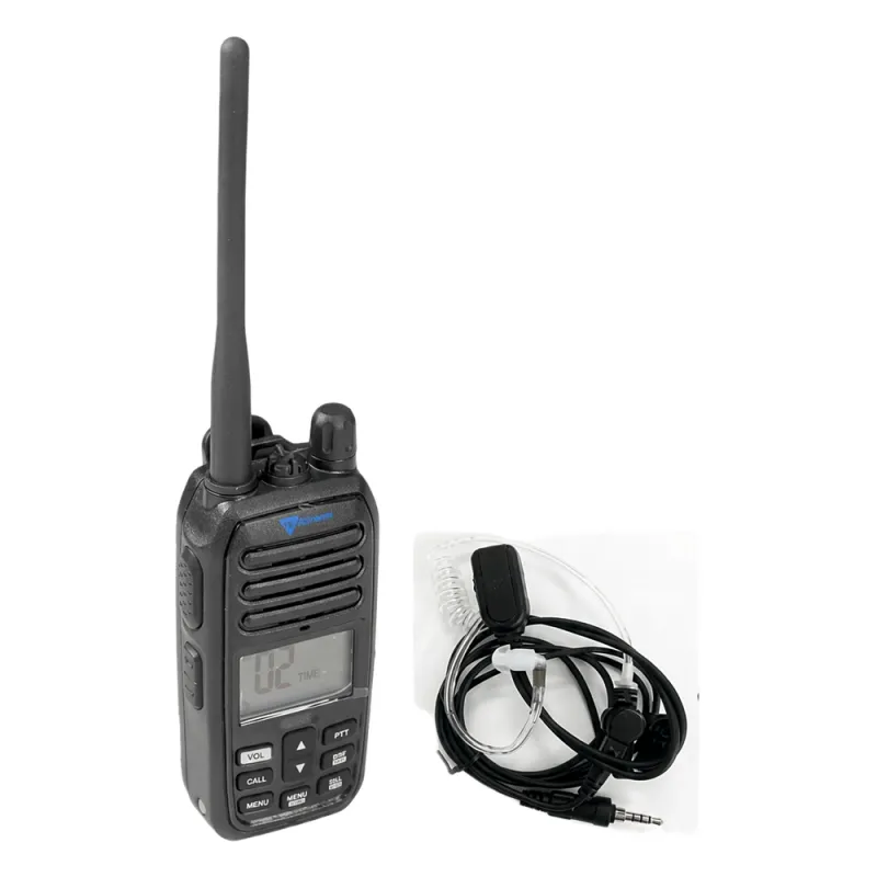 Radio Portátil Marino TXM52 / Sumergible IP67 / Luz Activada por Agua / NRC Reducción de Ruido / Dual-Watch / 5W de Potencia / Incluye Micrófono Audífono de Tubo Acústico