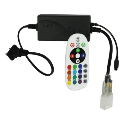 Adaptador de Corriente con Control de Funciones Remoto para Manguera Neón LED RGB JUML-5050-03.