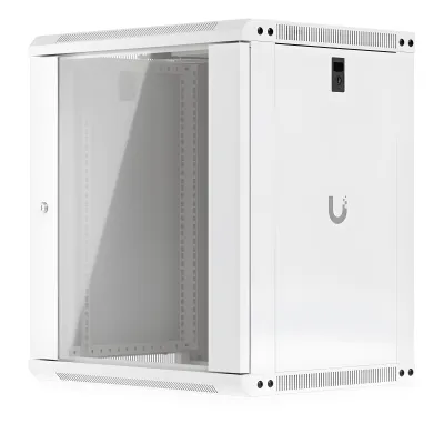 UACC Rack Cabinet 12U (550 x 450 mm) - Gabinete Cerrado para Montaje en Pared con Puerta de Vidrio Templado, Totalmente Ensamblado con Ventiladores Integrados y Paneles Removibles