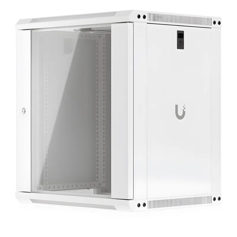 UACC Rack Cabinet 12U (550 x 450 mm) - Gabinete Cerrado para Montaje en Pared con Puerta de Vidrio Templado, Totalmente Ensamblado con Ventiladores Integrados y Paneles Removibles