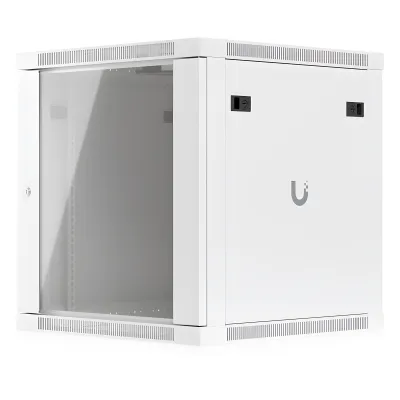 UACC Rack Cabinet 12U (598 x 600 mm) - Gabinete Cerrado para Montaje en Pared con Puerta Frontal de Vidrio Templado, Totalmente Ensamblado con Ventiladores Integrados y Paneles Removibles