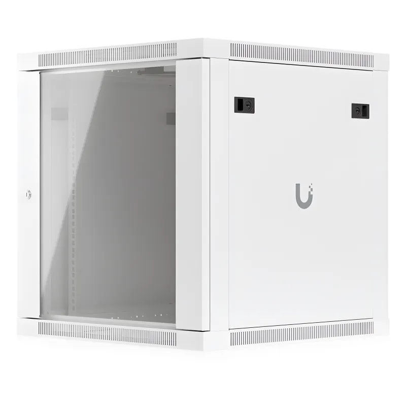 UACC Rack Cabinet 12U (598 x 600 mm) - Gabinete Cerrado para Montaje en Pared con Puerta Frontal de Vidrio Templado, Totalmente Ensamblado con Ventiladores Integrados y Paneles Removibles