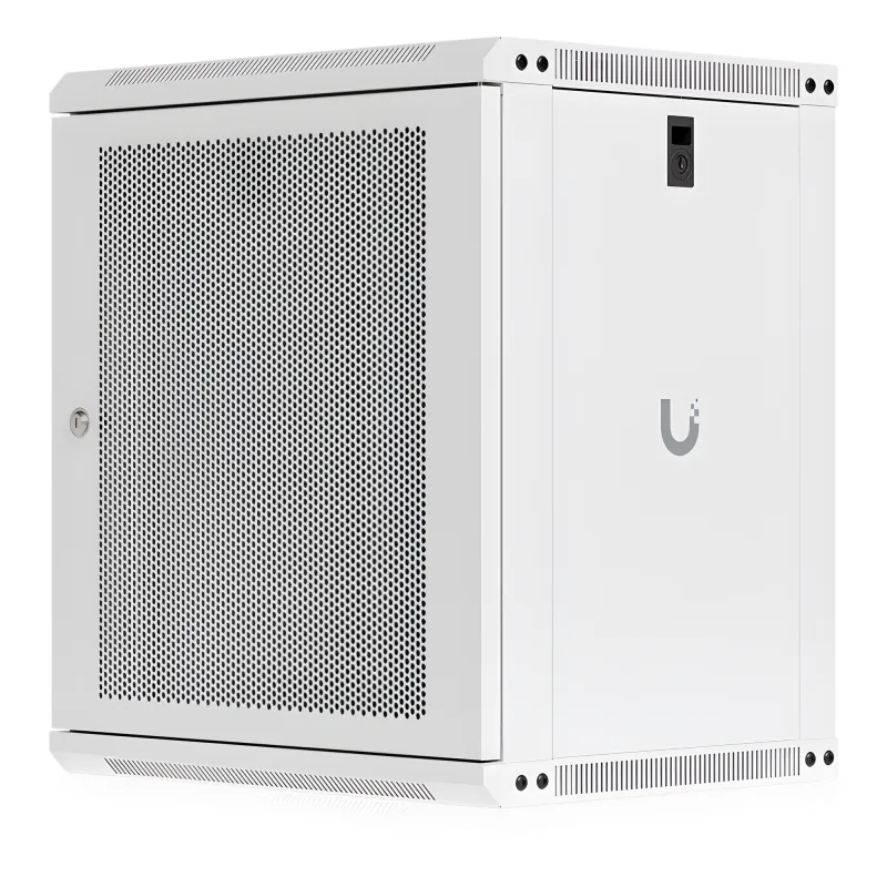 UACC Rack Cabinet 12U (550x 450 mm) - Gabinete Cerrado para Montaje en Pared con Puerta Frontal Perforada, Totalmente Ensamblado con Ventiladores Integrados y Paneles Removibles