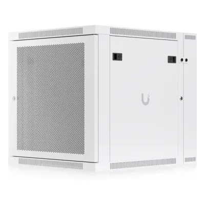 UACC Rack Cabinet 12U (600 x 703 mm) - Gabinete Cerrado para Montaje en Pared con Puerta Frontal Perforada, Puerta Trasera Abatible (Swing-Out) y Paneles Laterales Removibles con Llave