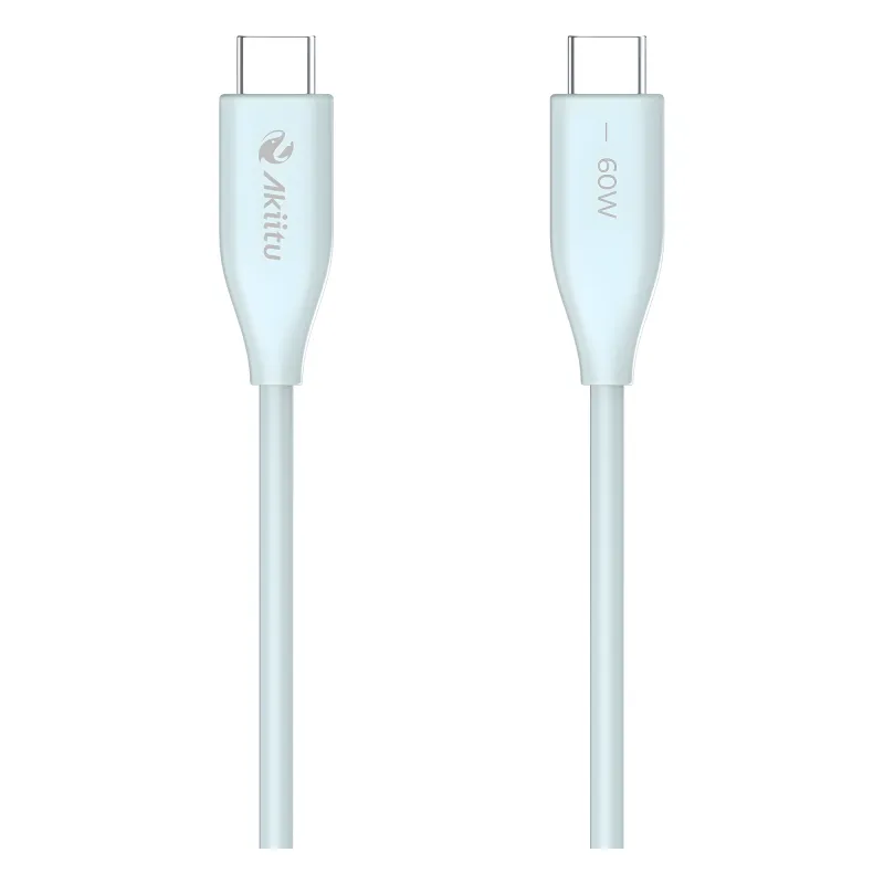 Cable de Carga USB-C a C / 1.5 Metros (4.92 Pies) / Potencia 60W / Velocidad Transferencia 480 Mbps / Tecnología GaN (Nitruro de Galio) / Fast-Charging / Material Silicona No Tóxica / Conector Aluminio Anodizado