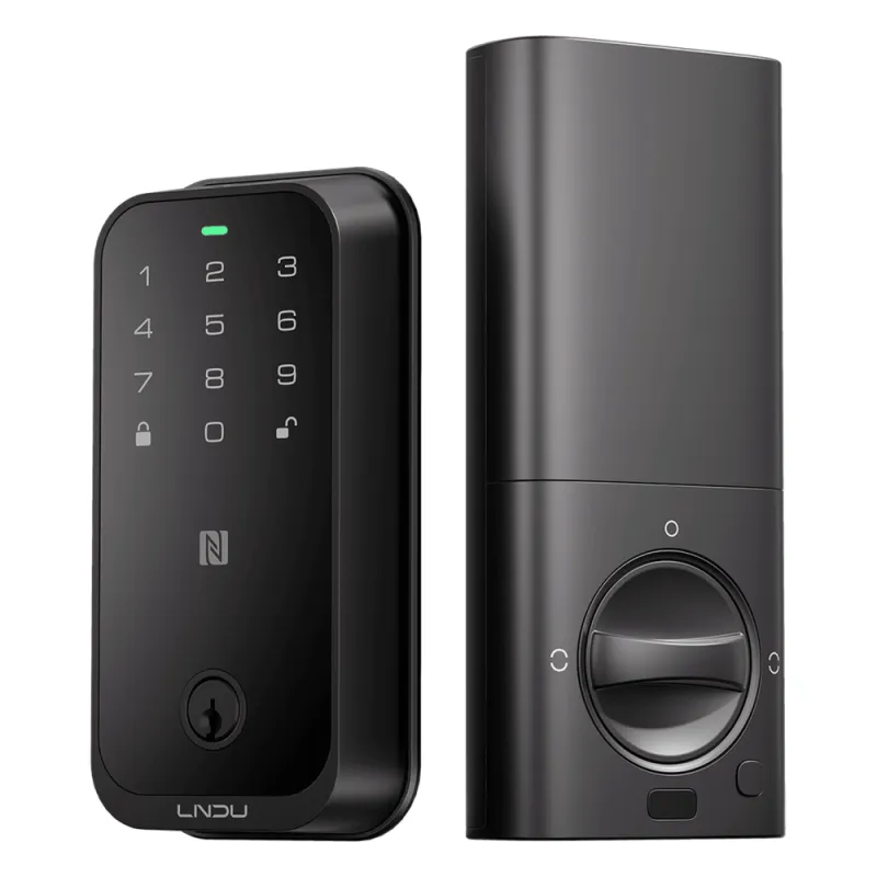 Cerradura Inteligente con Huella Digital LNDU HK01W / WiFi Integrado / Compatible Apple HomeKit / Teclado Táctil / 8 Baterías AA / Escaneo iPhone-Apple Watch-Fob / Bloqueo Manual y Automático / Exterior IP54