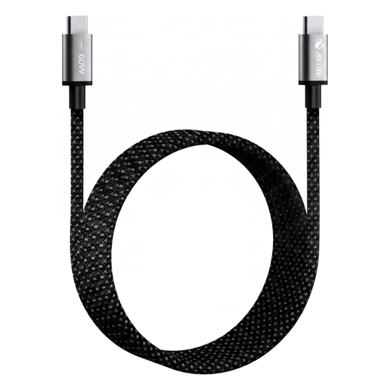 Cable de Carga USB-C a C 1.5 Metros (4.92 Pies) / Tecnología GaN (Nitruro de Galio / Fast-Charging / Potencia 60W / Velocidad Transferencia 480 Mbps / Material Nylon / Conector Aluminio Anodizado