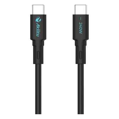 Cable de Carga USB-C a C / 1 Metro (3.28 Pies) / Magnético / Tecnología GaN (Nitruro de Galio) / Fast-Charging / Potencia 240W / Velocidad Transferencia 480 Mbps / Material / Conector Aluminio Anodizado