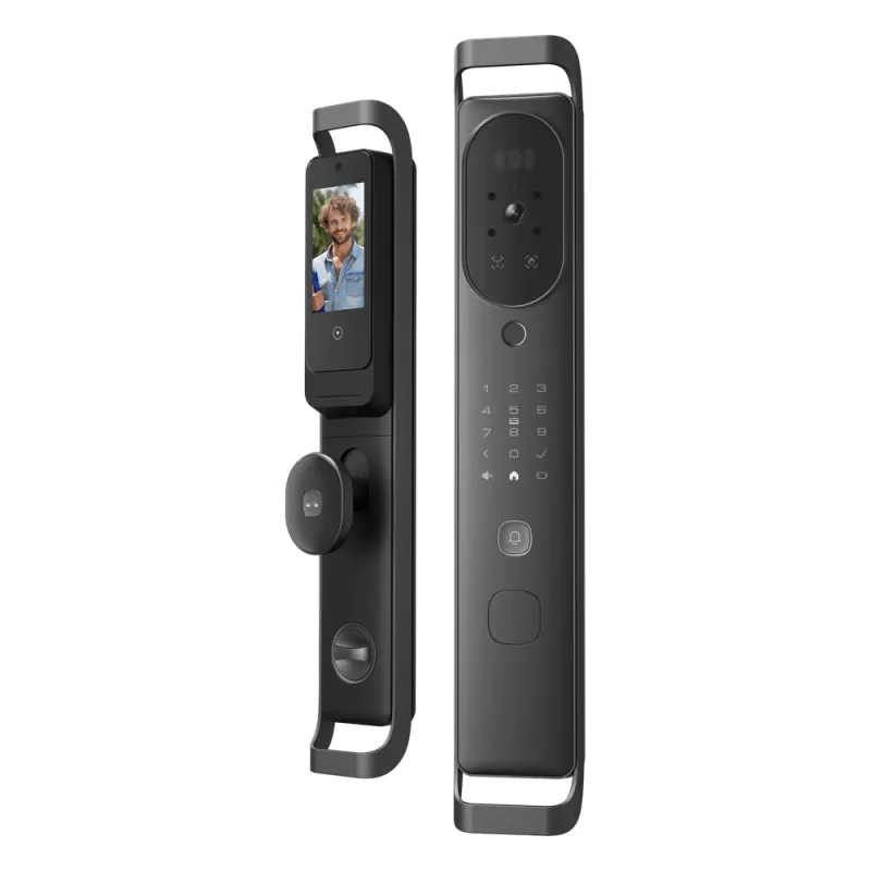 Cerradura Inteligente Multibiométrica / Reconocimiento Facial + Venas Palma + Huella Digital / Teclado Numérico + Tarjetas IC + NFC / Pantalla HD 4.5 Pulgadas / Batería Doble 4000mAh + 2500mAh / Conexión WiFi 2.4GHz / App Smart