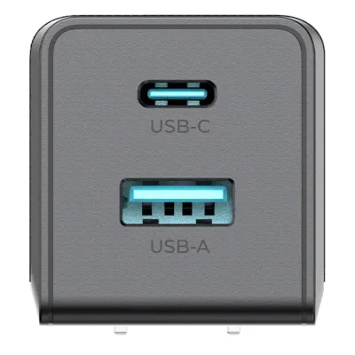 Cargador GaN III 35W / USB-C PD 35W + USB-A 22.5W / Doble Puerto Simultáneo / PD3.0 PPS QC4.0 AFC SCP FCP / Diseño Plegable de Bolsillo / Protección Integral 6 Capas