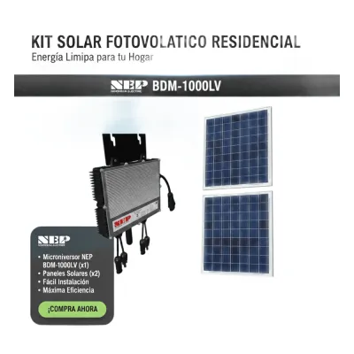 Kit Solar Interconexión / 1kW 127Vca / Incluye Inversor, Paneles Solares y Montaje