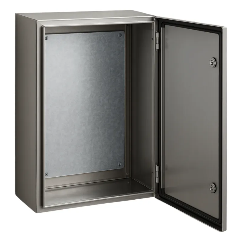 Gabinete de Acero Inoxidable IP66 Uso en Intemperie (600 x 800 x 300 mm) con Placa Interna Galvanizada.