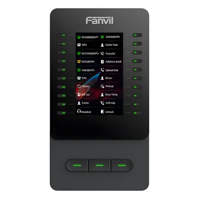 Módulo de Expansión EM60 con Pantalla a Color / 4.3 Pulgadas 480x272 / 60 Teclas Programables DSS / USB Tipo-C / Compatible con V65-V66-V66 Pro / Cascada hasta 4 Módulos / Con Soporte Ajustable