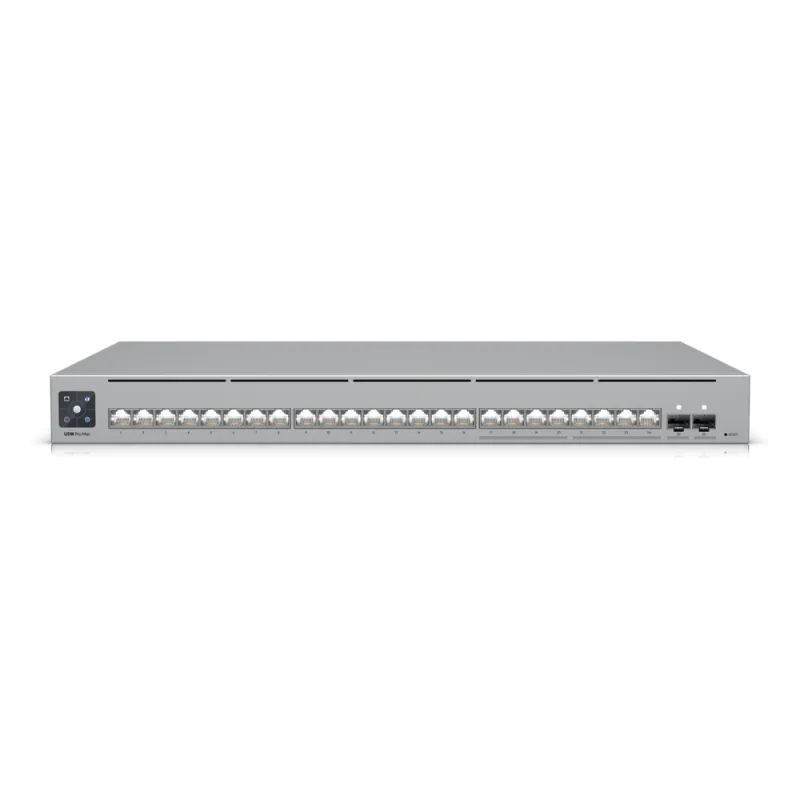 UniFi Switch Pro Max 24 – Switch Capa 3 con 24 Puertos (8 × 2.5 GbE y 16 × 1 GbE), 2 Puertos SFP+ 10G y Pantalla Informativa Integrada