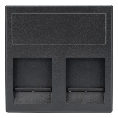 Módulo Color Negro con 2 Espacios para Jack Keystone con Guardapolvo para las Cajas de Escritorio Ofiblock y Teleblock / (KB76/14)