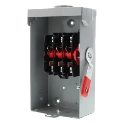 Interruptor de Seguridad GNF322RA, 240Vca, 3 polos, 60 Amp, sin portafusibles, Nema 3R.