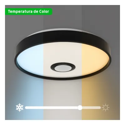 Luminario LED RGB de 30W / 2400 Lúmenes / Bocina con Bluetooth Integrada / Voltaje 85-265V / Temperatura Cálida, Neutra y Fría / App iLink