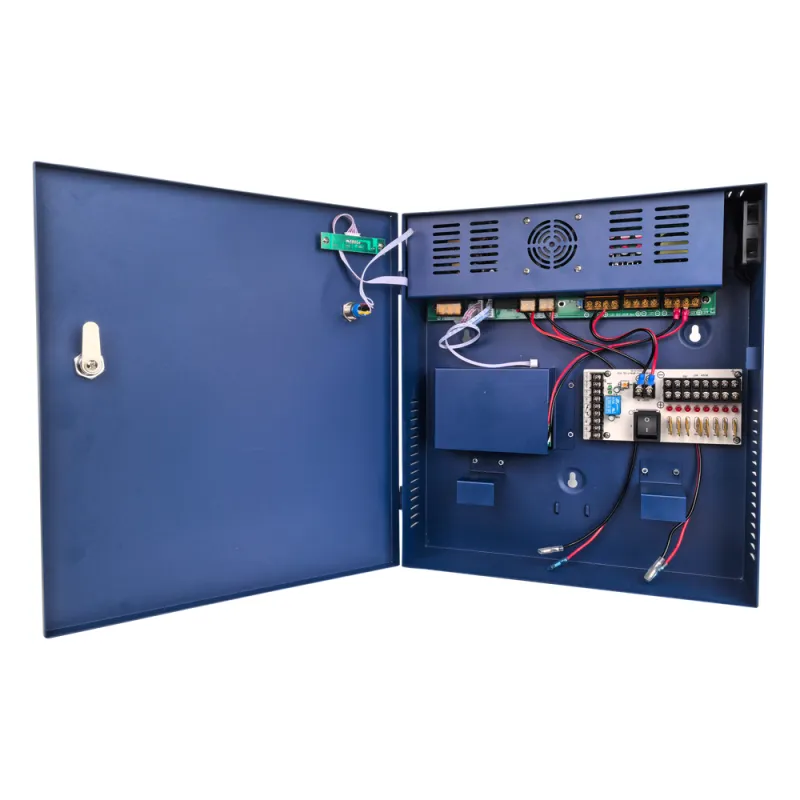 Fuente de poder profesional PoE (Power over Ethernet) de 8 puertos con capacidad total de 360W, diseñada específicamente para sistemas de videovigilancia CCTV y control de acceso.