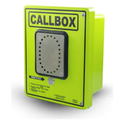 Callbox HD Series / Intercomunicador Bidireccional UHF / 2W Transmisión / IP65 Antivandálico / Fibra de Vidrio / Mensajes de Voz / Relay Control de Acceso / Sensor Input