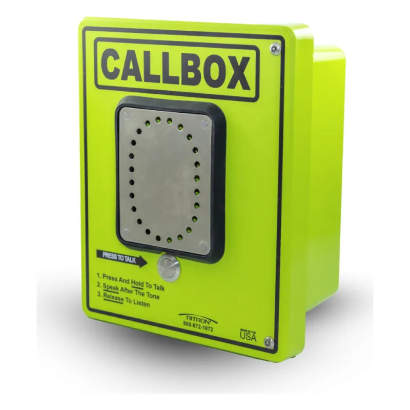 Callbox HD Series / Intercomunicador Bidireccional UHF / 2W Transmisión / IP65 Antivandálico / Fibra de Vidrio / Mensajes de Voz / Relay Control de Acceso / Sensor Input