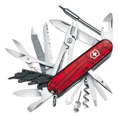 Navaja Multifunción Cyber Tool L / 39 Herramientas Profesionales / Para Técnicos Digitales / Llave Tuercas Tecnológica / Dados Hexagonales D-SUB / Set Bits Phillips-Torx-Hex / ABS-Cellidor Rojo / Fabricación Suiza