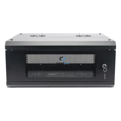 Gabinete de Pared con Puerta de Cristal Templado, 455 mm de Profundidad, 4U Rack de 19 in, Acero Reforzado