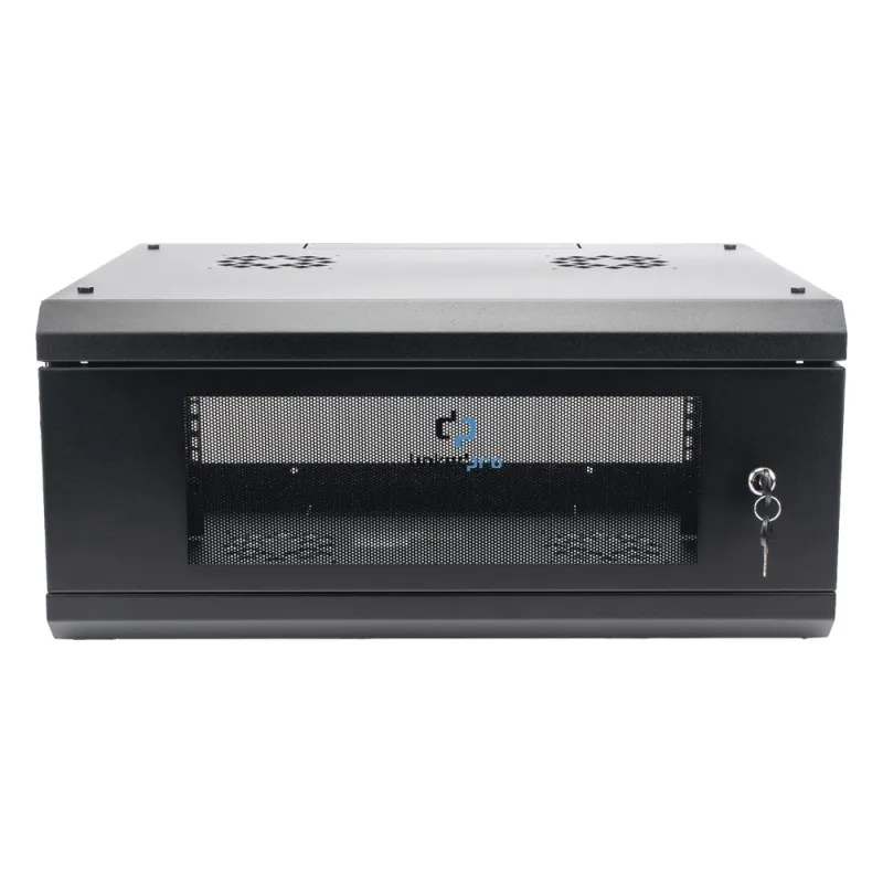 Gabinete de Pared con Puerta de Cristal Templado, 455 mm de Profundidad, 4U Rack de 19 in, Acero Reforzado