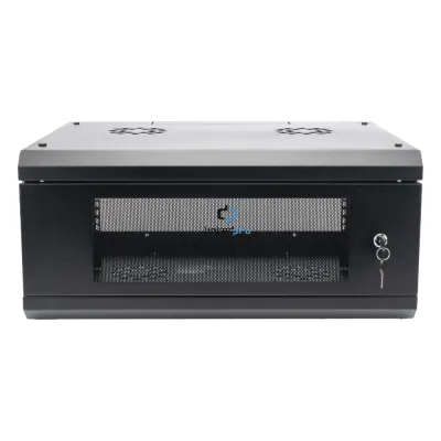 Gabinete de Pared con Puerta de Cristal Templado, 455mm de Profundidad, 4U Rack de 19'', Acero Reforzado