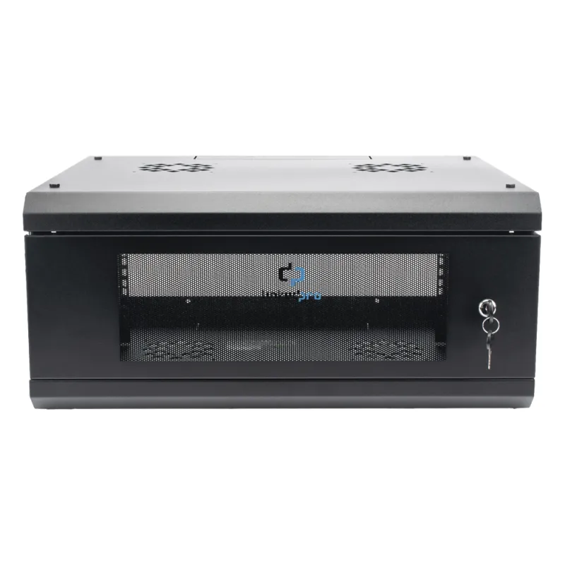 Gabinete de Pared con Puerta de Cristal Templado, 455mm de Profundidad, 4U Rack de 19'', Acero Reforzado