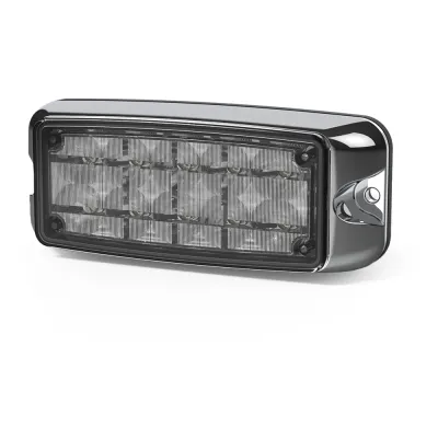 Luz de Advertencia de 10 LED, Rojo/Claro, 5x2 Pulgadas, Lente Transparente, Bisel Cromado