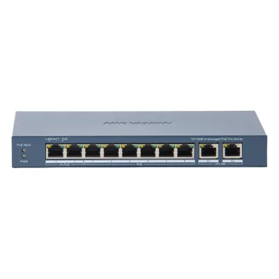 Switch PoE+ / No Administrable / 7 Puertos 10/100 Mbps 802.3 af/at (30 W) / 1 Puerto 10/100 Mbps Hi-PoE (90 W) / 2 Puertos 1000 Mbps Uplink / Modo Extendido hasta 300 Metros / 110 Watts