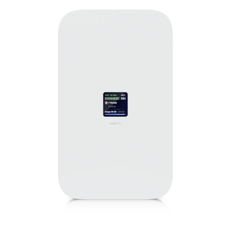 UniFi Módem 5G de Alto Rendimiento Hasta 3.4 Gbps para Implementaciones UniFi, Adopción Instantánea por Puerto PoE, Configuración Automática, Doble SIM/eSIM y Failover Inteligente
