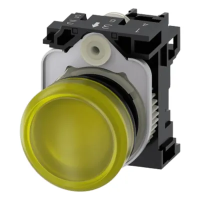 Lampara de señalización plástica con led color Amarilla, 24Vca-Vcd