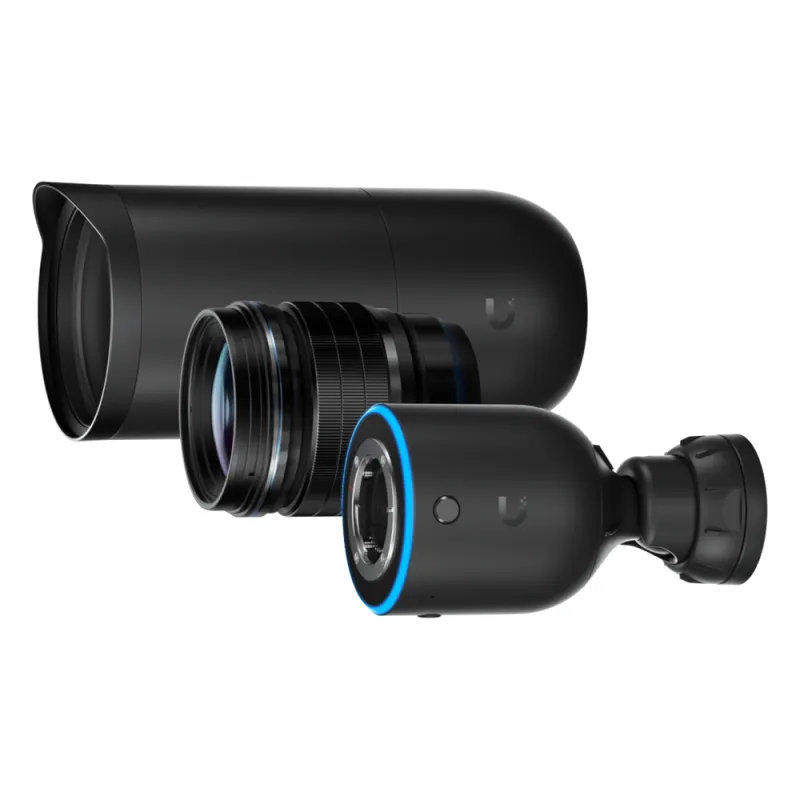 UniFi Protect AI DSLR Long Distance – Cámara 4K PoE+ para Interior/Exterior con Sensor de Alta Sensibilidad, Lente Fija de larga distancia de 45 mm y Analítica Avanzada por IA