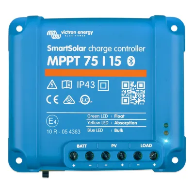 SmartSolar MPPT 75/15 / Controlador de Carga Solar MPPT 15A / 12/24 Vcc en baterías / IP43