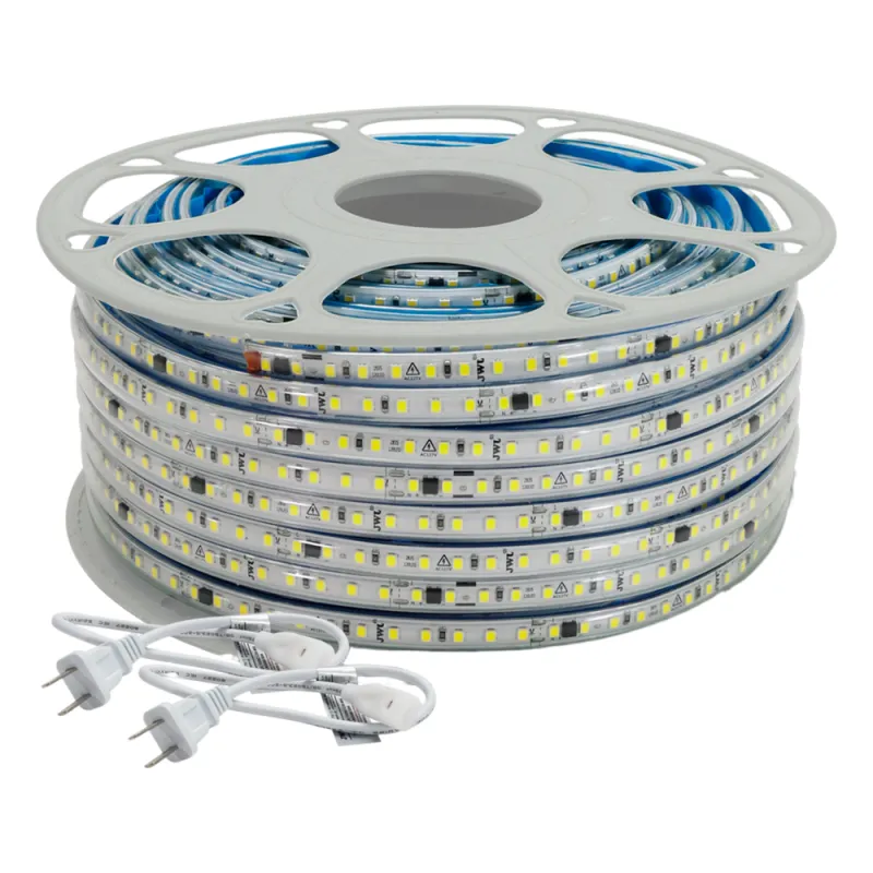 Manguera LED Luminosa Blanca de Resina Transparente y Flexible / Para uso Interior o Exterior / Carrete de 50 m/ 110V CA 4.2 A/ 500 W Potencia / T.C.C. 6500 K.
