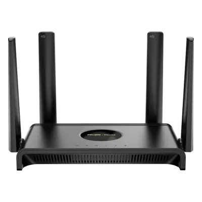 Router 4G LTE CAT.4 / Wi-Fi 4 N300 300 Mbps / Slot Micro SIM Plug & Play / 4 Puertos 10/100 / 4 Antenas Externas / Administración Cloud Ruijie Reyee