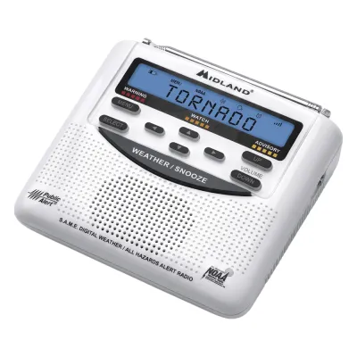Radio de Alerta Meteorológica / 7 Canales NOAA / Tecnología S.A.M.E. / Sirena 90 dB / Respaldo por Baterías AA / Certificación Public Alert