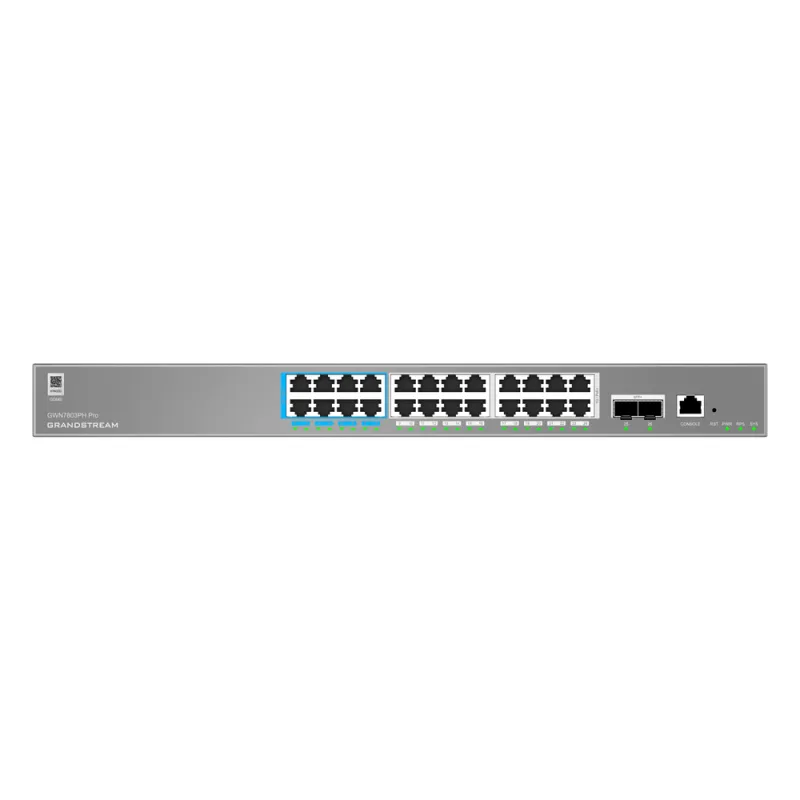 Switch de Red Empresarial L2++ / Serie GWN7800 Pro / 24 Puertos Gigabit PoE 400W / 2 SFP+ / Gestión Cloud GDMS / VLAN 4K / QoS Avanzado / Seguridad Integral