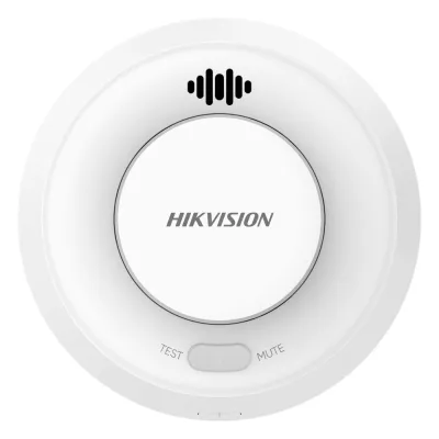Detector de Humo Interlink con Hub / Doble Tecnología de Sensor de Luz / Alarma Auditiva 85 dB / Batería de Litio 10 Años / Autoverificación / Interconectable 30 Dispositivos / Wi-Fi Hik-Connect
