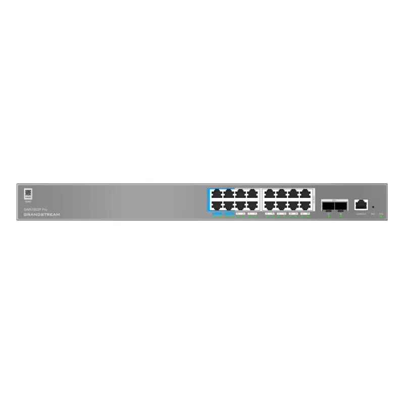 Switch de Red Empresarial Capa 2++ / Serie GWN7800 Pro / 16 Puertos Gigabit Ethernet / 2 SFP+ / PoE++ / Stacking hasta 8 Dispositivos / GDMS Cloud / GWN Manager