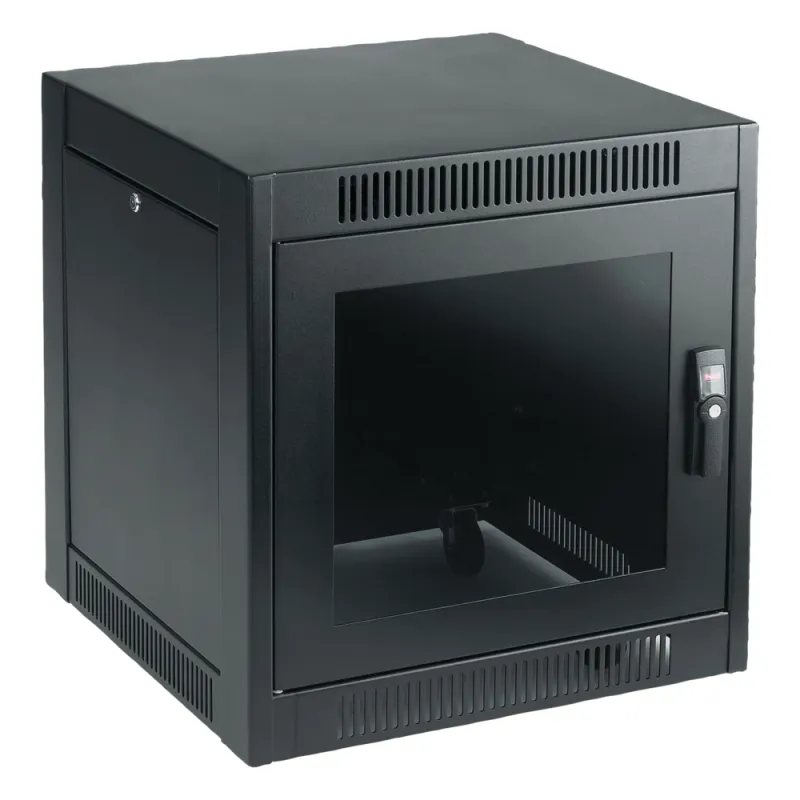Gabinete SOHO para Oficinas Pequeñas y Home Office, 700 x 600 x 900 mm, Acero Negro, 11U, Ruedas, Sistema de Enfriamiento Pasivo, Puertas con Cerradura, Paneles Laterales Extraíbles