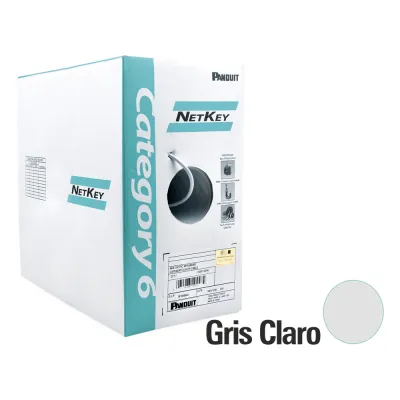 Bobina de Cable UTP 305 Metros (1000 Pies) de Cobre, NetKey, Gris Claro, Categoría 5e (24 AWG), PVC (CM), de 4 Pares